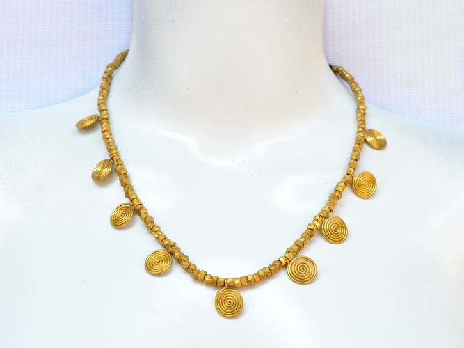 Nine Spiral With Dhokra Bits Necklace