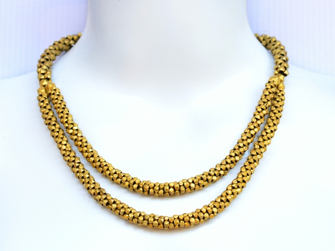 Two Line Dhokra Bit Necklace