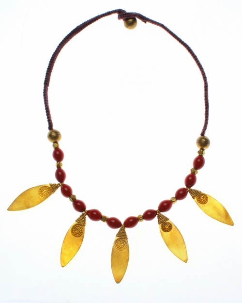 5 leafs with red Cherry Necklace 